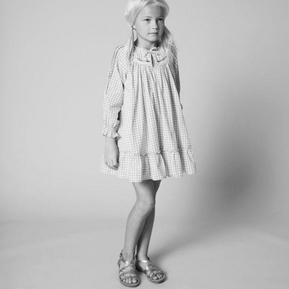 Velveteen Frankie Gingham Boho Beaded Ruffle Dress